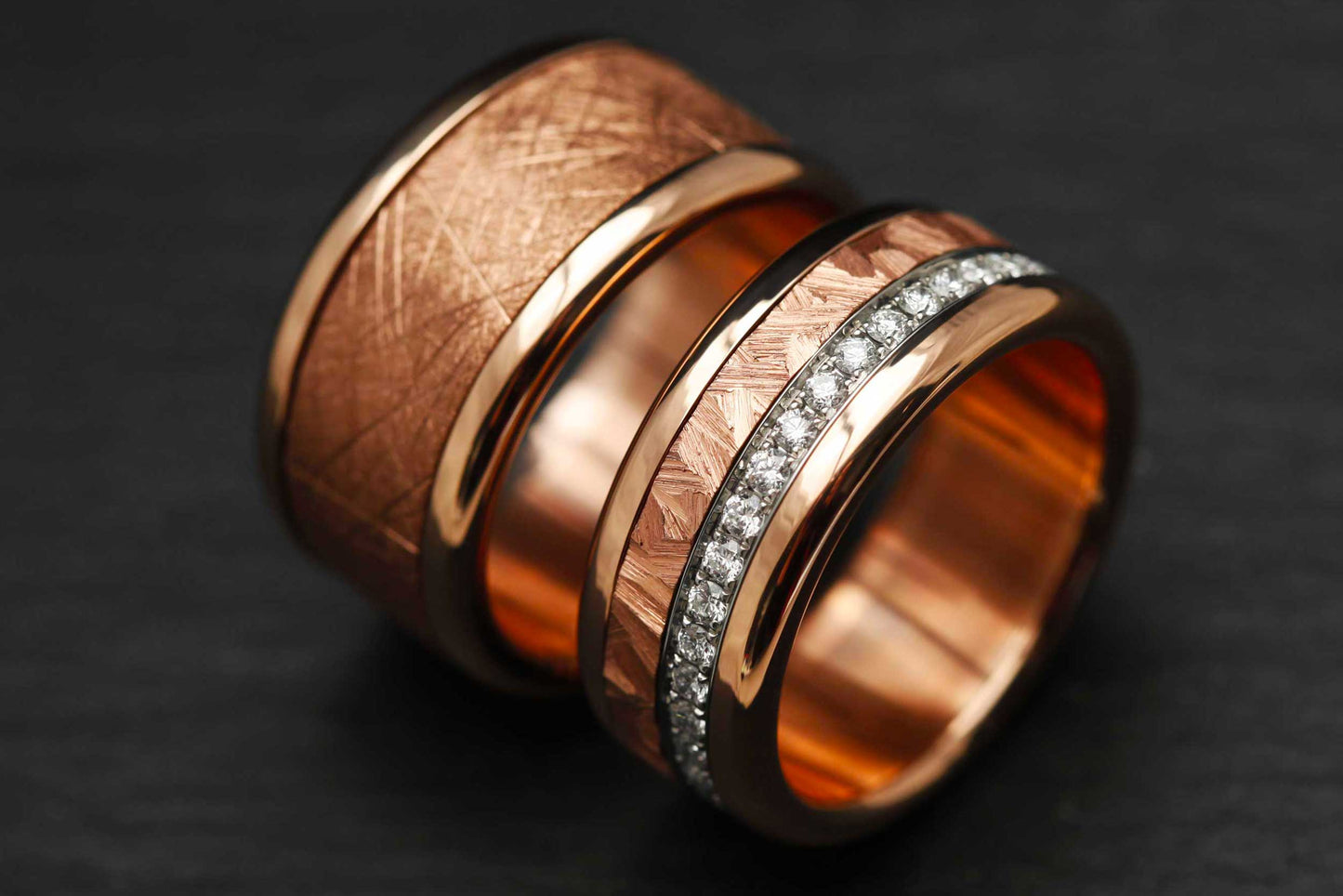 Alliances - Or rose et diamants