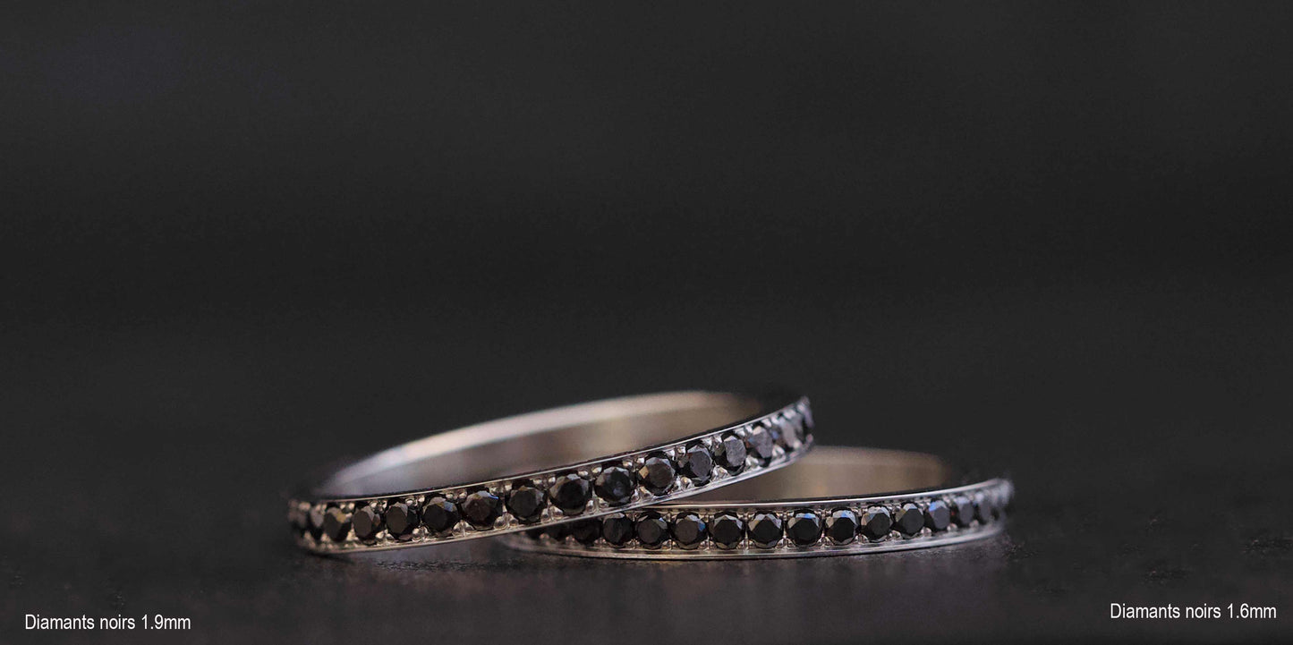 Addon medium acier entièrement serti de diamants noirs 1.9 mm
