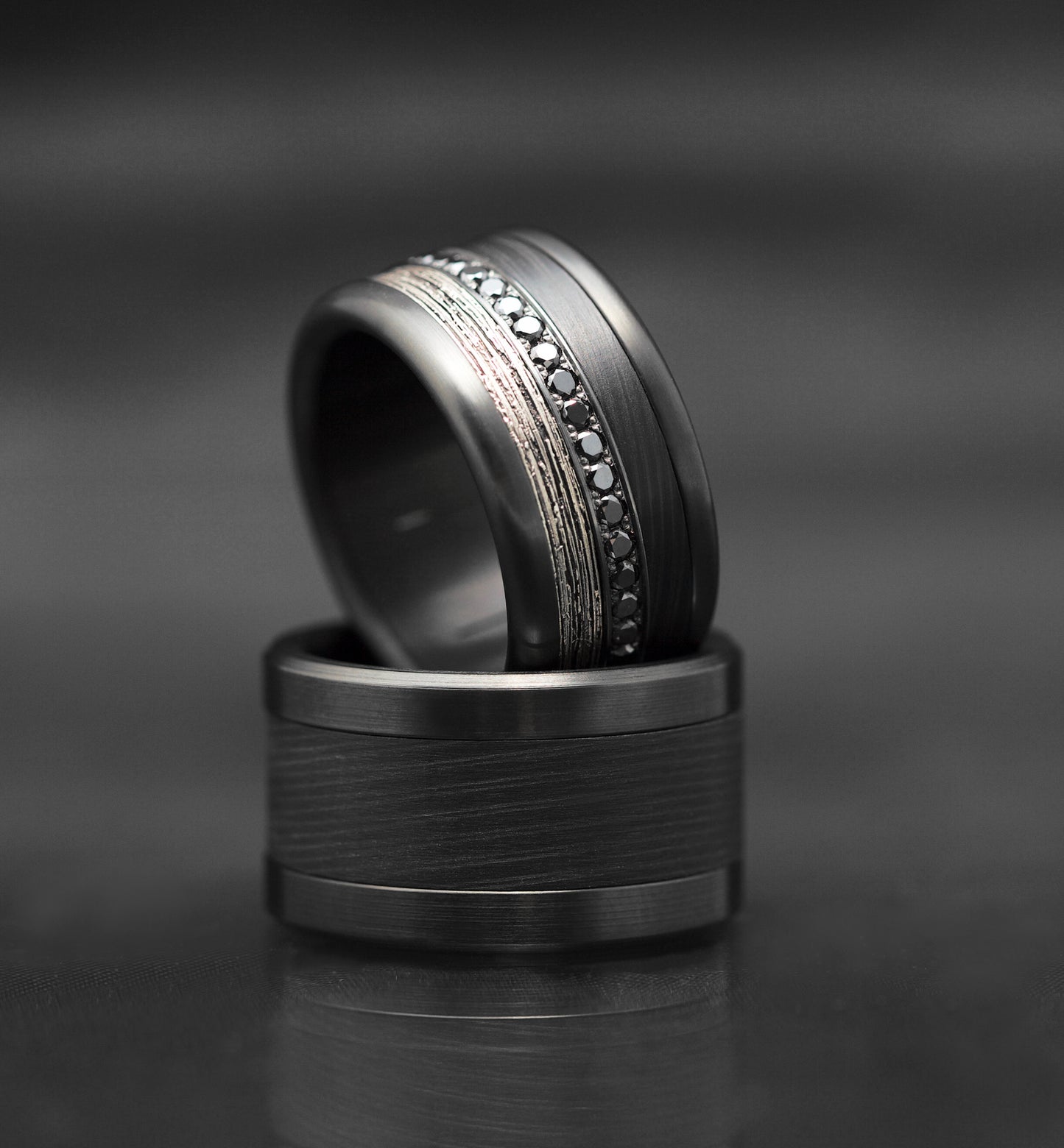 addon medium acier black entièrement serti diamants noirs 1,6mm