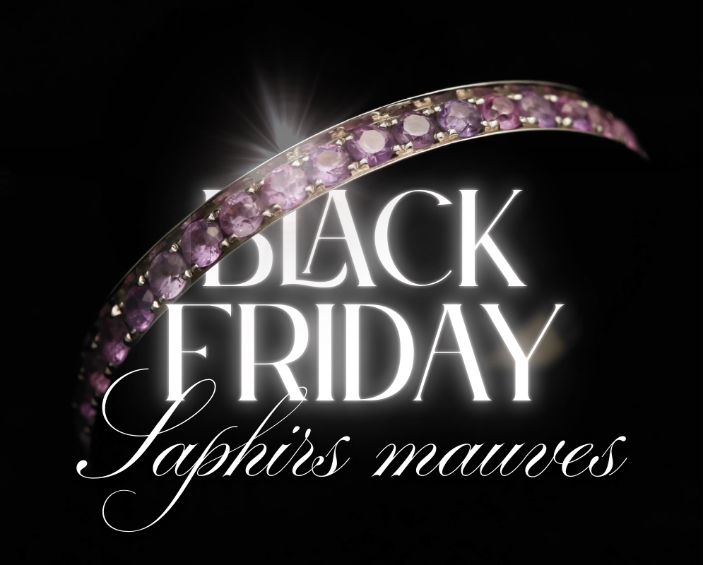 Medium Addon aus Stahl mit hellvioletten Saphire vollständig besetzt