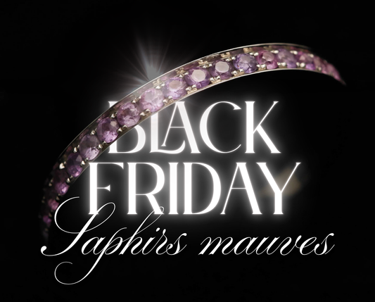 Addon medium acier entièrement serti de saphirs mauves clairs