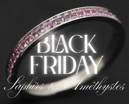 Addon medium acier entièrement serti d'améthystes et de saphirs rose en dégradé