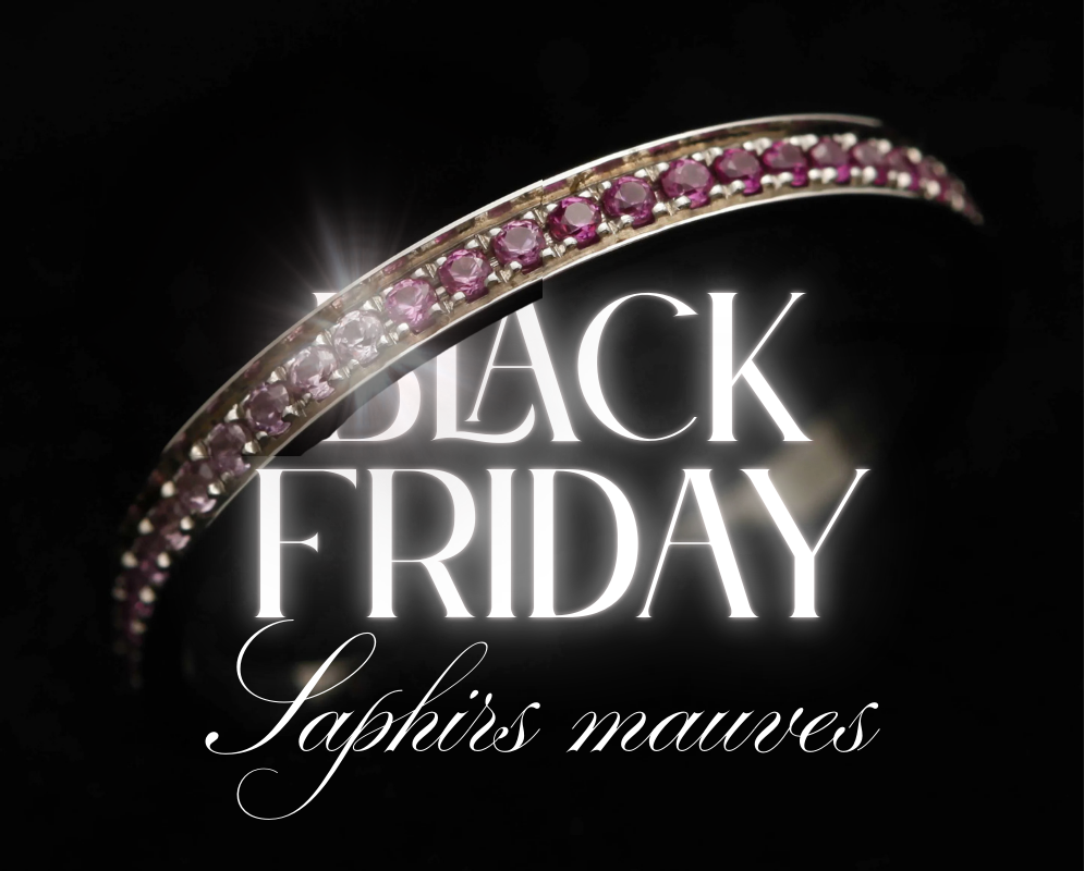 Medium Addon aus Stahl mit violetten Saphire in Abstufungen vollständig besetzt