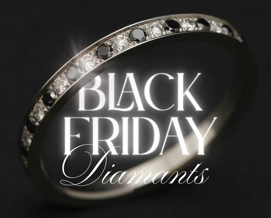 Addon medium acier entièrement serti de diamants et diamants noirs 1.6 mm