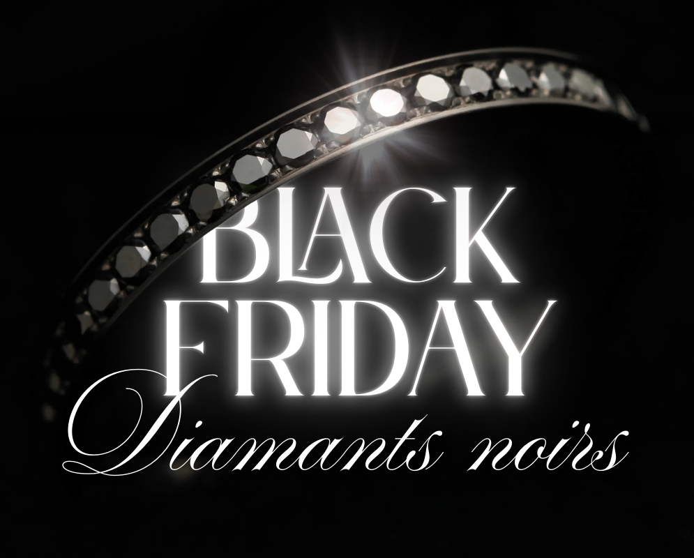 addon medium acier black entièrement serti diamants noirs 1,6mm