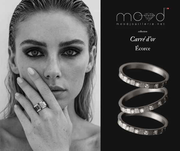 Innenring aus 18K Graugold (Medium Addon) "Rinde" aus des "Goldenes Quadrat" Kollektion für Luxus-Ring