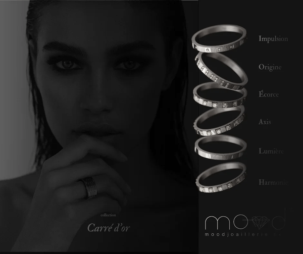 Anneau en or gris 18k (medium) "Origine" de la collection "Carré d'or" pour bague mood de luxe