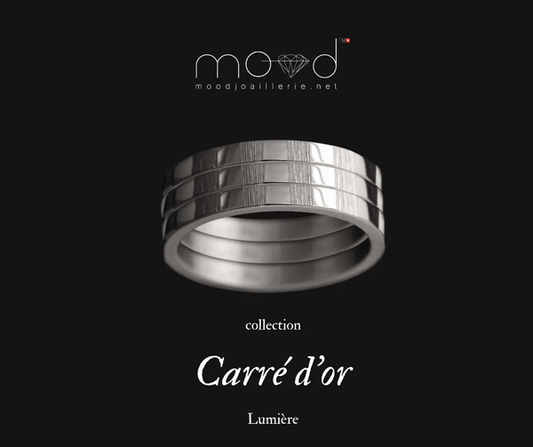 Anneau en or gris 18k (medium) "Lumière" de la collection "Carré d'or" pour bague mood de luxe