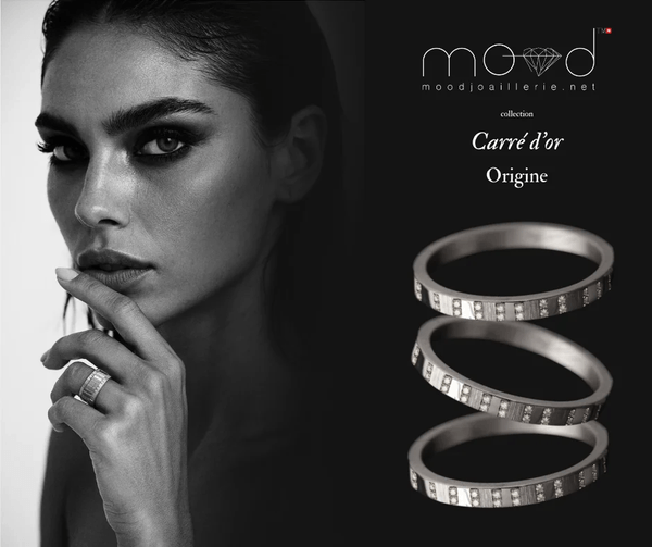 Anneau en or gris 18k (medium) "Origine" de la collection "Carré d'or" pour bague mood de luxe