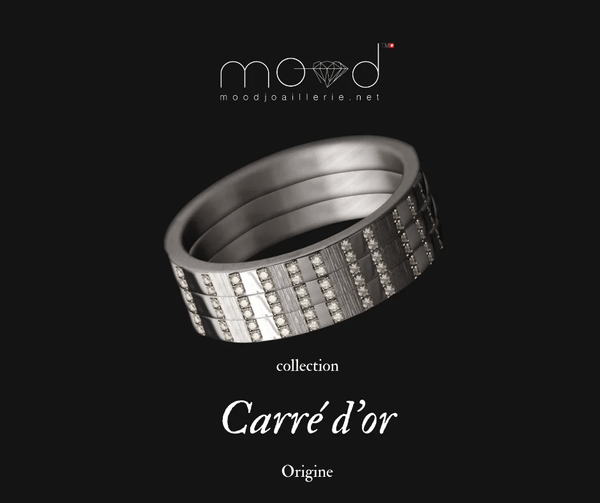 Anneau en or gris 18k (medium) "Origine" de la collection "Carré d'or" pour bague mood de luxe