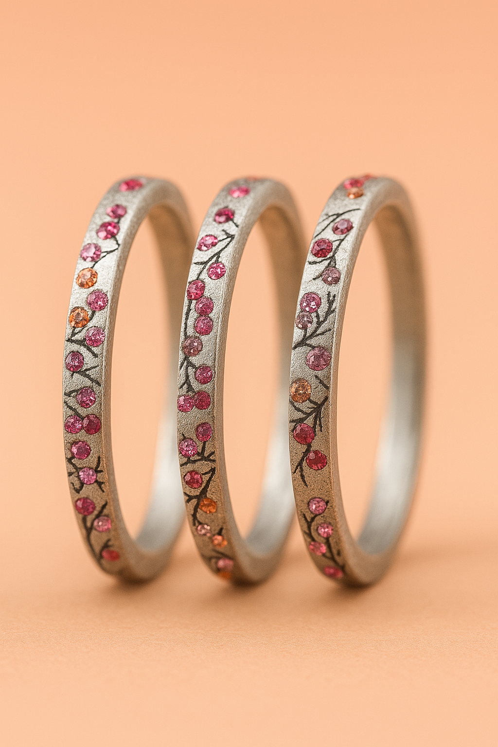 3 Anneaux en argent (pack de 3 medium) Souffle d'automne  avec pierres précieuses pour bague mood de luxe