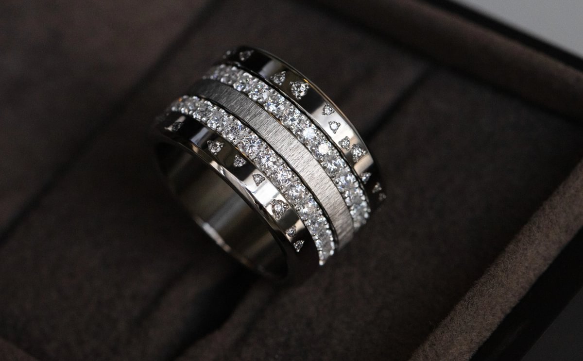 Large Fassung „Sternenhimmel“ – mood Ring mit Diamanten