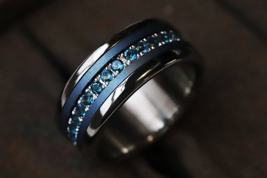 LONDON BLUE -  addon (medium) en argent serti de Topazes - London blue