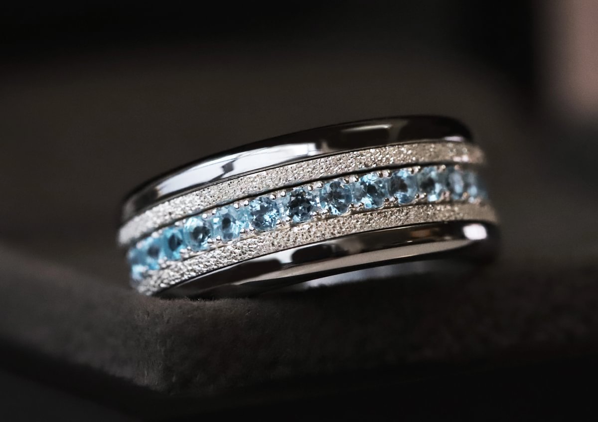 OCEAN BLUE -  addon (medium) en argent serti de Topazes - Ocean blue