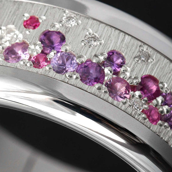Bague En Argent 925 Avec Zirconium Et Pierre Mauve - Taille 56, Occasion Très Bon état