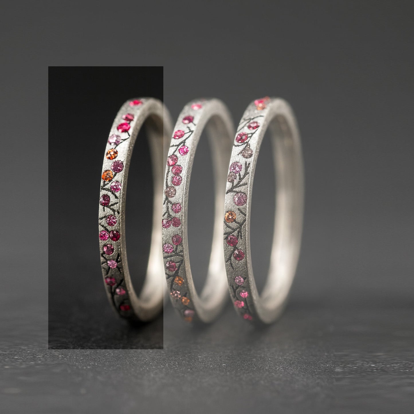 Innenring aus Silber (Medium Addon) Herbstwind 01 mit Edelsteinen für Luxus mood Ring