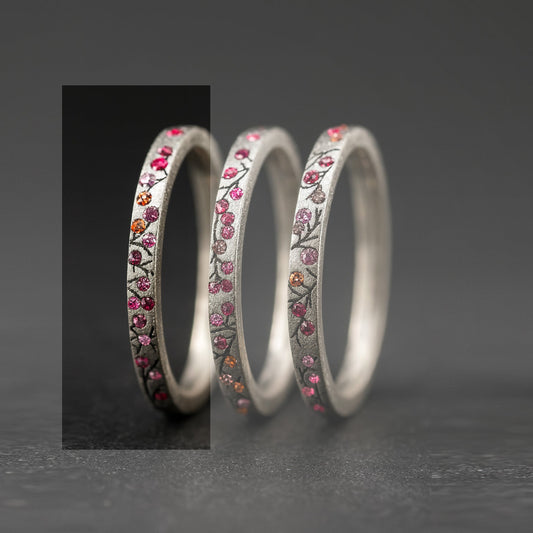 Innenring aus Silber (Medium Addon) Herbstwind 01 mit Edelsteinen für Luxus mood Ring