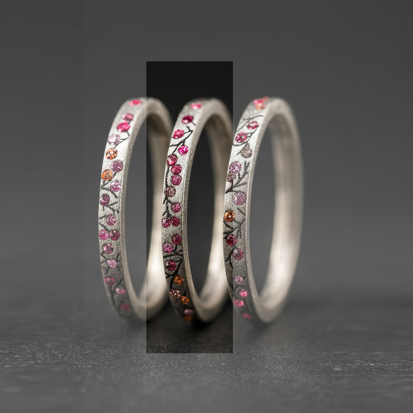 Innenring aus Silber (Medium Addon) Herbstwind 02 mit Edelsteinen für Luxus mood Ring