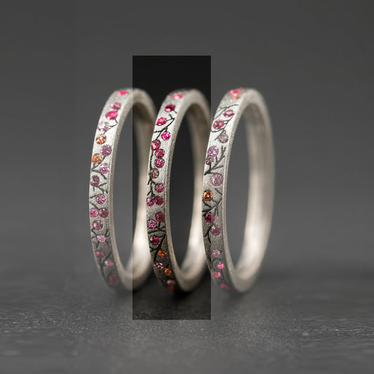 Innenring aus Silber (Medium Addon) Herbstwind 02 mit Edelsteinen für Luxus mood Ring