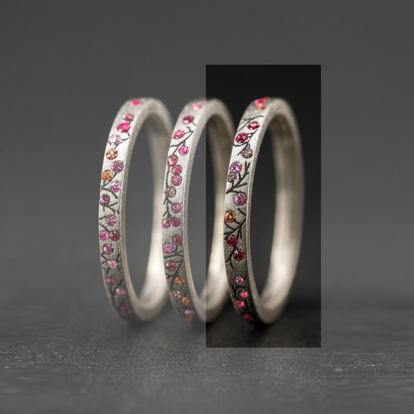 Innenring aus Silber (Medium Addon) Herbstwind 03 mit Edelsteinen für Luxus mood Ring