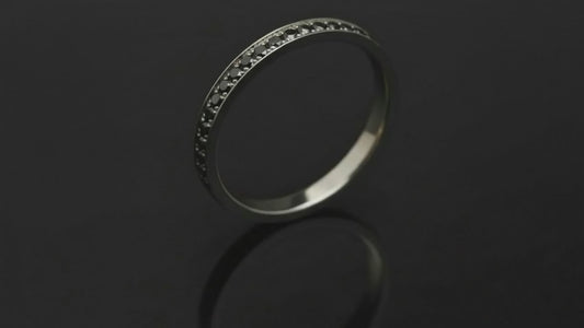 Medium Addon aus Stahl für personalisierbaren mood Ring mit schwarzen 1,6mm Diamanten vollständig besetzt